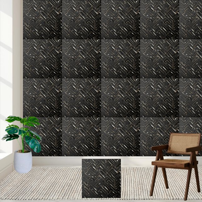 Luxury Dark Black Glitter Contemporary Glamorous Ceramic Tile (Luxury Dark Black Glitter Contemporary Glamorous Ceramic Tile)