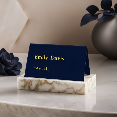 Luxury Dark Blue and Gold Place Cards _ Elegant