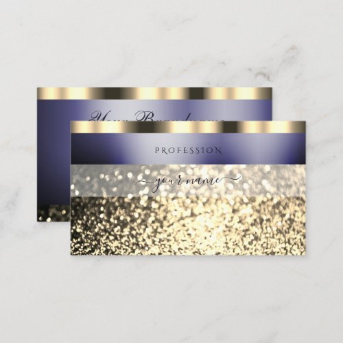 Luxury Dark Blue Gold Sparkling Glitter Glamorous Business Card