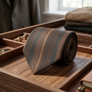 Luxury Dark Charcoal and Mahogany Wood Grain Neck Tie