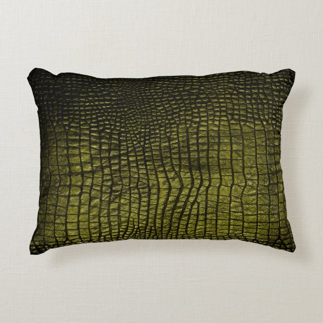 Luxury dark crocodile texture accent pillow (Front)