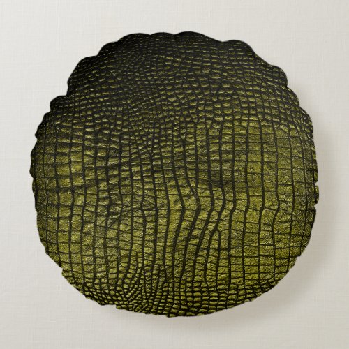 Luxury dark crocodile texture round pillow
