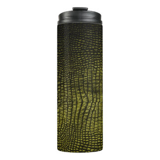 Luxury dark crocodile texture thermal tumbler