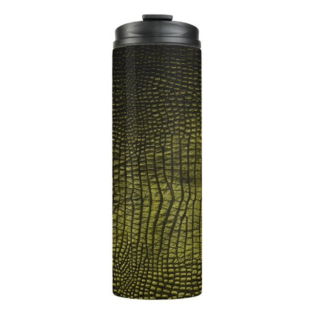Luxury dark crocodile texture thermal tumbler (Front)