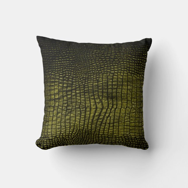 Luxury dark crocodile texture throw pillow (Front)