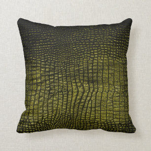 Luxury dark crocodile texture throw pillow