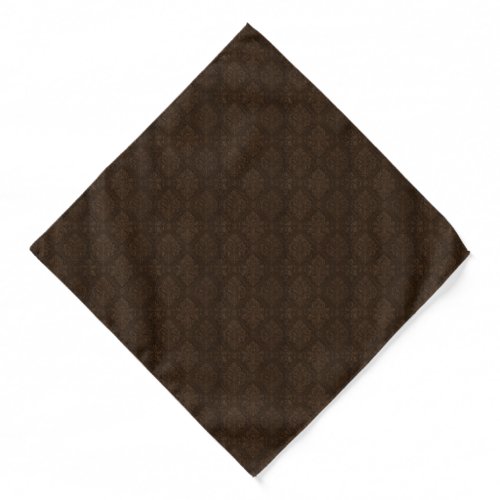 Luxury Dark Espresso Brown Baroque Damask Bandana