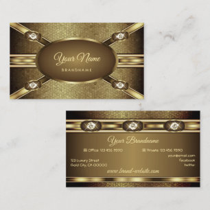 Luxury Dark Gold Elegant Golden Shimmery Diamonds Business Card