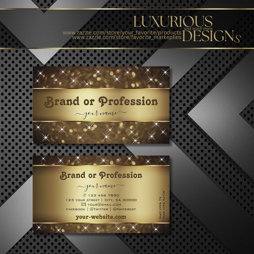 Luxury Dark Gold Glitter Stars Elegance and Noble Business Card