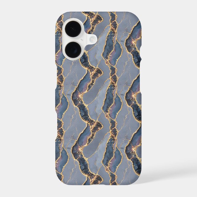 Luxury Dark Gray Marble Texture with Gold Veins iPhone Case (Back)