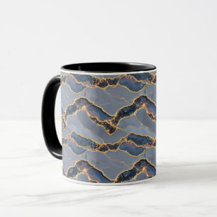 Luxury Dark Gray Marble Texture with Gold Veins Mug