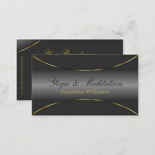 Luxury Dark Gray with Shimmery Gold Border Modern Business Card