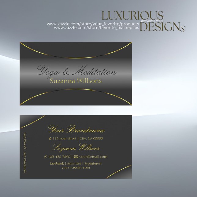 Luxury Dark Gray with Shimmery Gold Border Modern Business Card (Creator Uploaded)