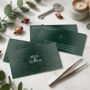 Luxury Dark Green Floral Silver Foil Elegant Brand Business Cards