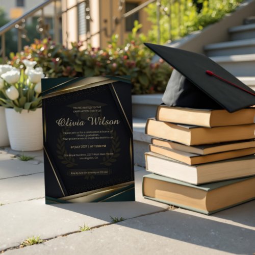 Luxury Dark Green & Gold Graduation