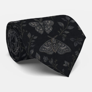 Luxury Dark Halloween Botanical Pattern – Black Neck Tie