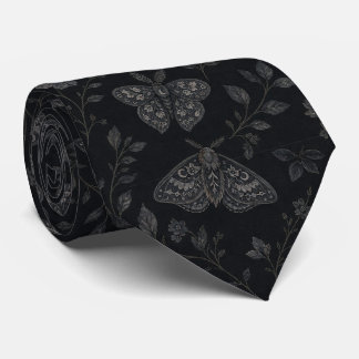 Luxury Dark Halloween Botanical Pattern – Black Neck Tie