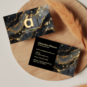 Luxury Dark Marble Gold Professional Business Card