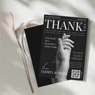 Luxury Dark Mode Magazine Wedding Thank You Card