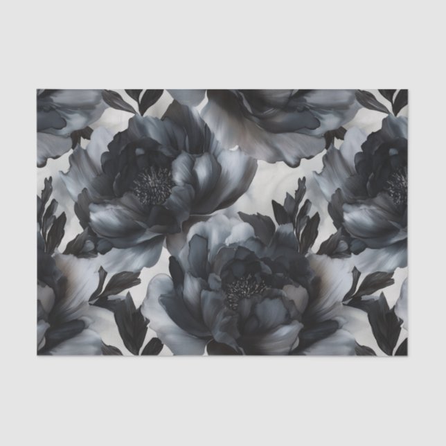 Luxury Dark Peonies Decoupage Tissue Paper (Front)