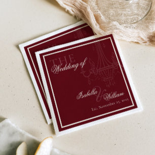 Luxury dark Red Old Money Wedding chandelier Napkins