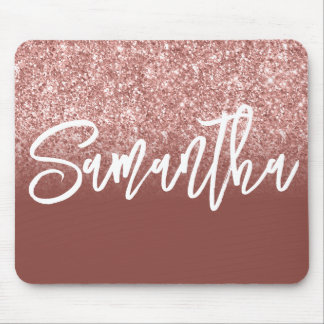 Luxury Dark Rose Gold Glitter Ombre Personalized Mouse Pad