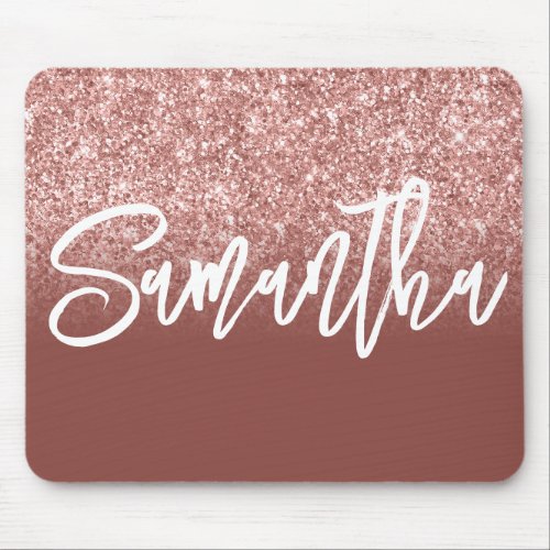 Luxury Dark Rose Gold Glitter Ombre Personalized Mouse Pad