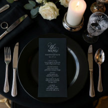 Luxury Dark Slate Wedding Menu Card | Elegant 