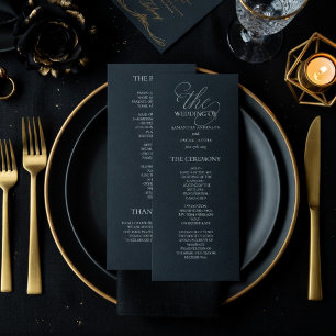 Luxury Dark Slate Wedding Program   Elegant 