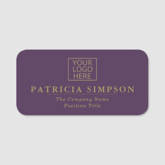 Luxury Dark Violet Purple and Golden: Elegant Logo Name Tag