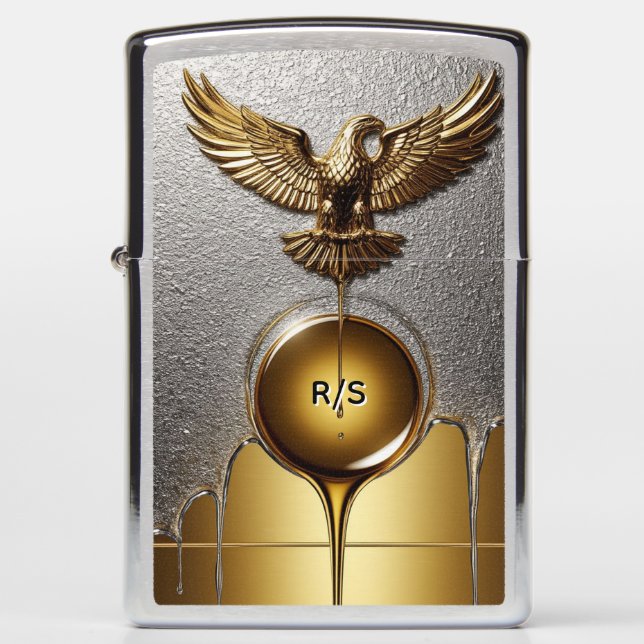 Luxury Decor, Golden Eagle Gift for him Zippo Lighter (Front)