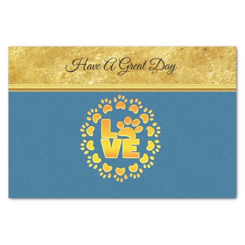 Luxury decoration dog paw print gold and blue tissue paper