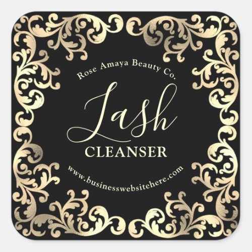 Luxury Decorative Faux Gold Frame Lash Cleanser Square Sticker