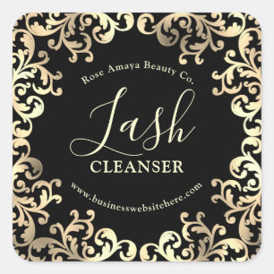 Luxury Decorative Faux Gold Frame Lash Cleanser Square Sticker