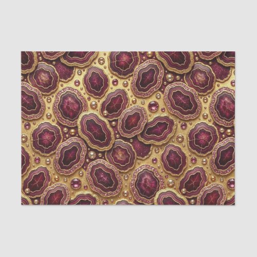 Luxury Decoupage | Burgundy + Gold Agate Geode Tissue Paper