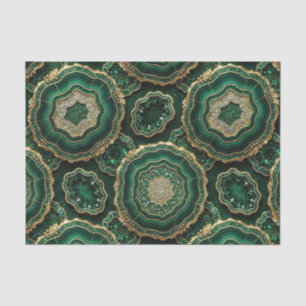 Luxury Decoupage Forest Green + Gold Agate Geode Tissue Paper