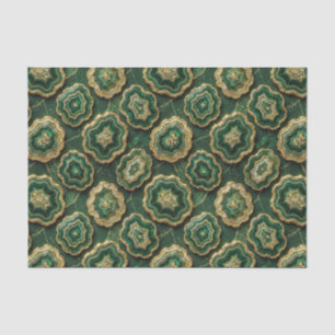 Luxury Decoupage Forest Green + Gold Agate Geode Tissue Paper