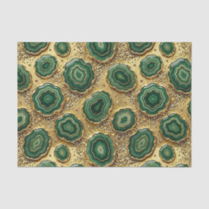 Luxury Decoupage Forest Green + Gold Agate Geode Tissue Paper