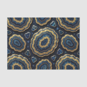 Luxury Decoupage Navy Blue + Gold Agate Geode Tissue Paper