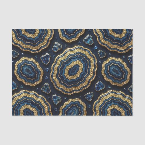 Luxury Decoupage | Navy Blue + Gold Agate Geode Tissue Paper