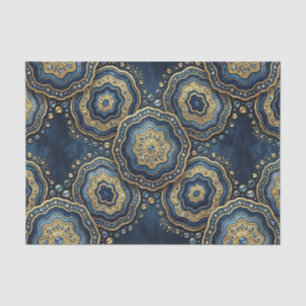 Luxury Decoupage Navy Blue + Gold Agate Geode Tissue Paper