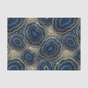 Luxury Decoupage Navy Blue + Gold Agate Geode Tissue Paper