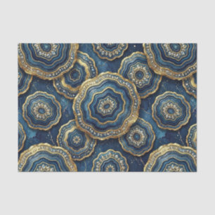 Luxury Decoupage Navy Blue + Gold Agate Geode Tissue Paper