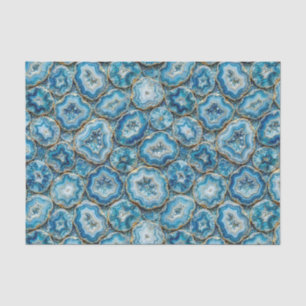 Luxury Decoupage   Ocean Blue + Gold Agate Geode Tissue Paper