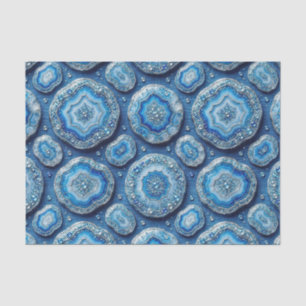 Luxury Decoupage   Ocean Blue + Gold Agate Geode Tissue Paper