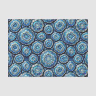 Luxury Decoupage Ocean Blue + Gold Agate Geode Tissue Paper