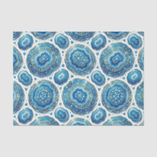 Luxury Decoupage Ocean Blue + Gold Agate Geode Tissue Paper