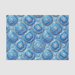 Luxury Decoupage Ocean Blue + Gold Agate Geode Tissue Paper