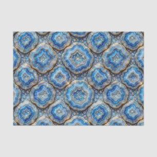Luxury Decoupage Ocean Blue + Gold Agate Geode Tissue Paper