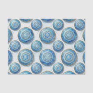 Luxury Decoupage   Ocean Blue + Gold Agate Geode Tissue Paper